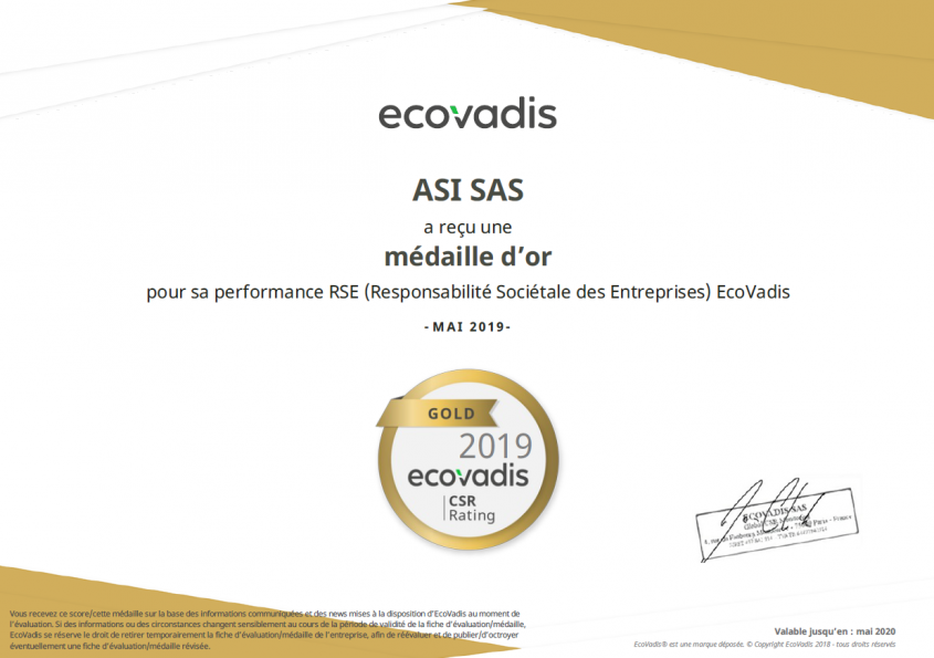 certificat medaille rse ecovadis