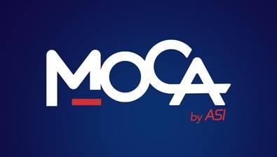 Visuel avec dégradé bleu contenant le logo MOCA by ASI 