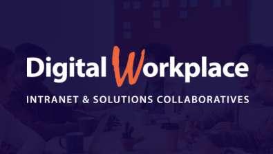 Logo du salon digital workplace sur fond bleu