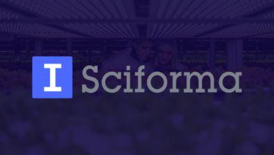 Logo Sciforma sur fond bleu 